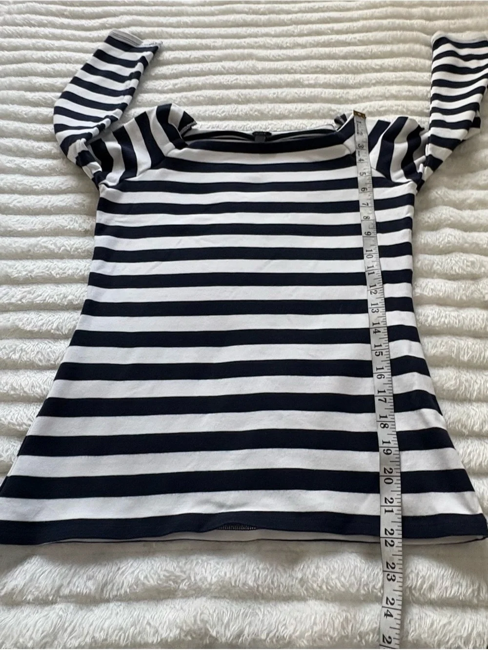 J.Crew Navy & White Breton Stripe Boatneck Top Women’s Medium 3/4 Sleeve